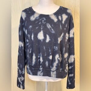 Eri + Ali Athropologie Top Women's Medium Blue Tie Dye Ilsa Long Sleeve Pullover
